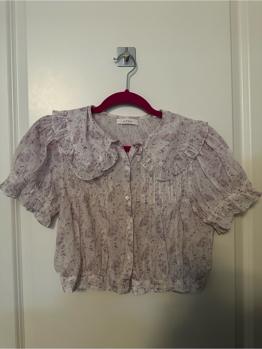 EUC DÔEN - Purple Floral Sparrow Top, XS